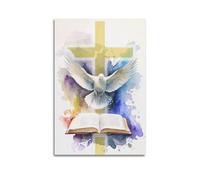 ZSLYMX Christian Posters Watercolor Christian Elements Combined Painting Poster Decorative Painting Canvas Wall Posters And Art Picture Print Modern Family Bedroom Decor Posters 08x12inch(20x30cm)