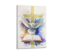 ZSLYMX Christian Posters Watercolor Christian Elements Combined Painting Poster Decorative Painting Canvas Wall Posters And Art Picture Print Modern Family Bedroom Decor Posters 12x18inch(30x45cm)