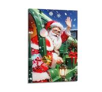 ZSLYMX Christmas Poster Santa Claus on The Train Poster Decorative Painting Canvas Wall Posters And Art Picture Print Modern Family Bedroom Decor Posters 12x18inch(30x45cm)