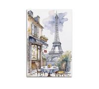 ZSLYMX Coffee Poster Watercolor Paris Coffee Break Poster Decorative Painting Canvas Wall Posters And Art Picture Print Modern Family Bedroom Decor Posters 12x18inch(30x45cm)