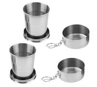ZSMJAER 2 Pcs Retractable Folding Mug, Stainless Steel Folding Mug, Portable Coffee Mug, 250ML Reusable Collapsible Tumbler, Collapsible Mug with Key Ring for Travel, Hiking, Camping, Picks