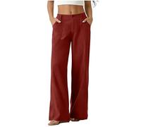 zsorosz Womens Casual Linen Wide Leg Pants Button High Waist Straight Leg Trousers with Front & Back Pockets Daily Work Fashion Vacation Beach Bottoms