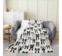 ZSOSIXDEAL Bow Blanket Baby Black Bow Plush Throw Blanket, for Kids Boys Girls Decor Cute Bowknot Flannel Fleece Blanket Microfiber Girls Bow Bedroom 50x60 Inch