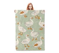 ZSOSIXDEAL Cute White Duck Blanket Gifts for Adults Kids Girls Boys Soft Warm Lightweight Cozy Flannel Animal Duck Pattern Throw Blankets for Bed Sofa Couch Living Room Decor 50x60 Inch