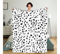 ZSOSIXDEAL Dalmatian Print Throw Blanket, Black and White Dalmatian Spot Dots Lightweight Cozy Plush Warm Blankets for Bedroom Living Rooms Sofa Beds Office 50x60 Inch