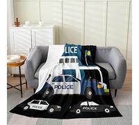 ZSOSIXDEAL Police Car Blanket for Kids Boys Girls,Cartoon Car Throw Blanket Twin,Policeman Fleece Blanket for Sofa Bed Couch Decor Girls,Vehicles Fuzzy Blanket Lightweight Warm 50x60 Inch