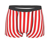 ZSOSIXDEAL Red White Vertical Stripe Mens Boxer Briefs Underwear Breathable Stretch Boxer Trunk