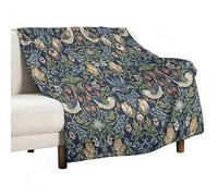 ZSOSIXDEAL William Morris Floral Strawberry Thief Throw Blanket, Vintage Flower Birds Printed Flannel Blanket for Sofa Bed Car,30x40 50x60 Inch