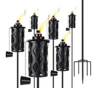 ZSPENG Upgraded 60 Inch Citronella Torches for Outside Set of 6, 16 Oz Outdoor Garden Torches with 3-Prong Grounded Stake, Metal Torch for Garden Décor, Outside Torches for Backyard, Garden, Patio