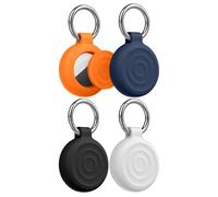 Zspoly AirTag Holder Case 4 Pack, Waterproof Silicone AirTag Keychain Holder Compatible with Apple AirTag 1st/2nd Gen, Protective Cover with Metal Key Ring for Keys, Luggage, Dog Collar, Backpack