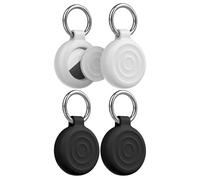 Zspoly AirTag Holder Case 4 Pack, Waterproof Silicone AirTag Keychain Holder Compatible with Apple AirTag 1st/2nd Gen, Protective Cover with Metal Key Ring for Keys, Luggage, Dog Collar, Backpack