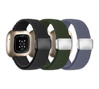 Zspoly Braided Bracelet Compatible with Fitbit Versa 4 Wristband/Versa 3/Sense 2/Sense Wristband, Magnetic Elastic Fabric Sport Nylon Replacement Strap for Fitbit Versa 4/3/Sense1/2 for Men and Women