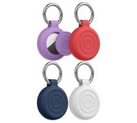 Zspoly GPS Tracker Holder Keychain Case, Compatible with Apple AirTag 1st/2nd Gen, Waterproof Silicone Protective Cover with Metal Key Ring for Keys, Luggage, Pet Collars, Backpacks, 4 Pack