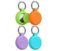 Zspoly GPS Tracker Holder Keychain Case, Compatible with Apple AirTag 1st/2nd Gen, Waterproof Silicone Protective Cover with Metal Key Ring for Keys, Luggage, Pet Collars, Backpacks, 4 Pack