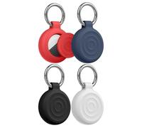 Zspoly GPS Tracker Holder Keychain Case, Compatible with Apple AirTag 1st/2nd Gen, Waterproof Silicone Protective Cover with Metal Key Ring for Keys, Luggage, Pet Collars, Backpacks, 4 Pack