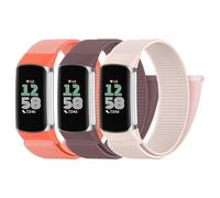 Zspoly Pack of 3 Nylon Sport Loop Wristbands Compatible with Fitbit Charge 6 Wristband/Fitbit Charge 5 Wristband Women Men Hook Adjustable Fabric Breathable Sport Loop Band, Nylon, No gemstone