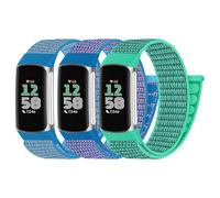Zspoly Pack of 3 Nylon Sport Loop Wristbands Compatible with Fitbit Charge 6 Wristband/Fitbit Charge 5 Wristband Women Men Hook Adjustable Fabric Breathable Sport Loop Band, Nylon, No gemstone