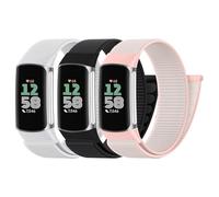 Zspoly Pack of 3 Nylon Sport Loop Wristbands Compatible with Fitbit Charge 6 Wristband/Fitbit Charge 5 Wristband Women Men Hook Adjustable Fabric Breathable Sport Loop Band, Nylon, No gemstone