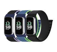 Zspoly Pack of 3 Nylon Sport Loop Wristbands Compatible with Fitbit Charge 6 Wristband/Fitbit Charge 5 Wristband Women Men Hook Adjustable Fabric Breathable Sport Loop Band, Nylon, No gemstone