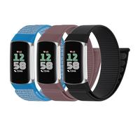 Zspoly Pack of 3 Nylon Sport Loop Wristbands Compatible with Fitbit Charge 6 Wristband/Fitbit Charge 5 Wristband Women Men Hook Adjustable Fabric Breathable Sport Loop Band, Nylon, No gemstone