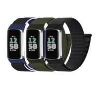 Zspoly Pack of 3 Nylon Sport Loop Wristbands Compatible with Fitbit Charge 6 Wristband/Fitbit Charge 5 Wristband Women Men Hook Adjustable Fabric Breathable Sport Loop Band, Nylon, No gemstone