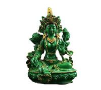 ZSPSHOP Green Tara Buddha Statue Doro Bodhisattva Tibetan Tantric Guanyin Buddhism Green Tara Main Deity Resin Painted Buddha Decoration,A
