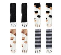 ZSRVAJ 4 Pairs Cute and Sweet Cat Paw Socks for Women, Soft and Warm Fuzzy Socks for Indoor Lounging and Winter Activities, Ideal Women Christmas Cute Cat Gifts