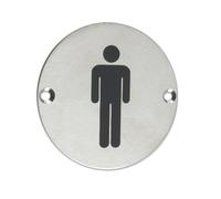 ZSS01SS Male Toilet Sign Sex Symbol 76mm Dia Satin Stainless Steel from The Door Handle Store