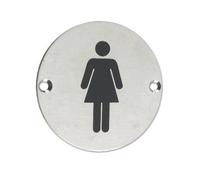 ZSS02SS Female Toilet Sign Sex Symbol 76mm Dia Satin Stainless Steel from The Door Handle Store