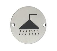 ZSS04SS Shower Toilet Sign Sex Symbol 76mm dia Satin Stainless Steel From The Door Handle Store by Zoo Hardware