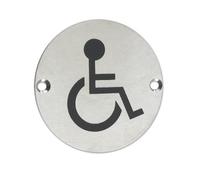 ZSS07SS Disabled Toilet Sign Sex Symbol 76mm Dia Satin Stainless Steel from The Door Handle Store