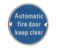 ZSS12SS Automatic Fire Door Keep Clear Sign 76mm dia Satin Stainless Steel From The Door Handle Store by Zoo Hardware