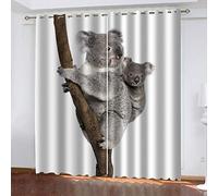 ZSSEZS Blackout Curtains Eyelet - Grey Animal Koala - 234X232cm(WxL) - 3D Print Pattern Eyelet Blackout Thermal Insulated & Room Darkening Window Drapes for Kids Boys Girls Bedroom 2 Panels
