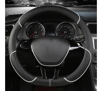 ZSSHUIHH Car Steering Wheel Cover for Nissan Qashqai Ⅱ J11 2013 2014 2015 2016-2021, Carbon Fiber Leather Ultra-thin Sweat-absorbing Comfort Elastic Band Without,O-Black White