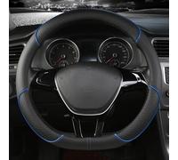 ZSSHUIHH Car Steering Wheel Cover for VW Passat/Polo/Tiguan/Touareg/Touran/T-Cross/T-Roc/Up!, Carbon Fiber Leather Ultra-thin Sweat-absorbing Comfort Elastic Band Without,D-Black Blue