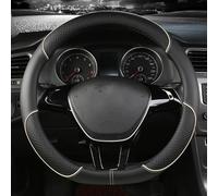 ZSSHUIHH Car Steering Wheel Cover for VW Transporter T6/T6.1 2015 2016 2017 2018 2019-2023+, Carbon Fiber Leather Ultra-thin Sweat-absorbing Comfort Elastic Band Without,O-Black Beige