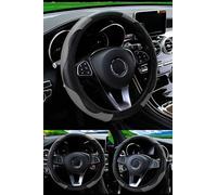 ZSSHUIHH Car Steering Wheel Cover for VW Transporter T6/T6.1 2015 2016 2017 2018 2019-2023+, Carbon Fiber Leather Ultra-thin Sweat-absorbing Comfort Elastic Band Without,- Gray