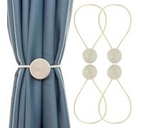 Zssxysm 4 Pieces Magnetic Curtain Tie Backs, 48CM Curtain Holdbacks Magnets Clips Rope for Home Office Hotel Window Drapery Decoration, Bedroom Accessories (Beige)