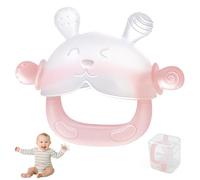 ZSSZD 1 Pcs Teething Product for Baby, Silicone Baby Teethers Mittens, Newborn Essentials for Teething Relief, Bunny Teeth with Detachable Handle, Teether for Babies 3-8 Months