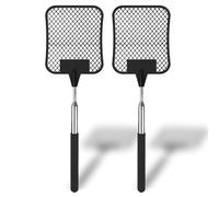 ZSSZD 2 Piece Extendable Fly Swatter, Telescopic Fly Swat, Flytraps with Manual Extendable Stainless Steel Handle, for Indoor & Outdoor to Swat Flies, Mosquitoes, Moths, Wasps & Pests