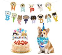 ZSSZD 5 Pcs Dog Birthday Hat, Scarf Bow Tie, Happy Birthday Banner Flag Decoration Set, Cute Puppy Birth Anniversary Supplies Cat Bandana Clothes for Pet Birthdayparty Decorations