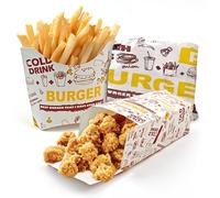 ZSSZD 90PCS Disposable Paper Food Box, French Fry Box Holder, Popcorn Boxes, Greaseproof Paper Sheets Set, Snack Holder Cups, Party Food Tray Movie Night Accessories for Fries, Onion Rings