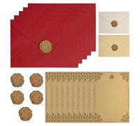 ZSSZD Vintage Writing Paper and Envelopes Set, 5Pcs Pretty Envelopes with 5 Wax Seal Stickers, 10 A5 Letter Paper for Love Letters Birthday Wedding Invitation Greeting Cards Christmas