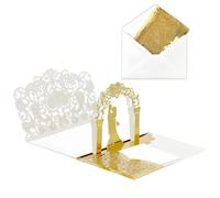 ZSSZD Wedding Greeting Cards, Pop-up Cards with Envelopes, 3D Wedding Invitation Note, Engagement Invitation Note, for Valentine's Day, Anniversaries, Blessings, Invitations, Gifts