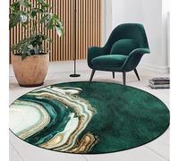 ZSSZO Round Emerald Green Marble Area Rugs Washable Abastract Modern Floor Mats Decorative Indoor Carpet for Bedroom Living Dining Study Room Office,5ft