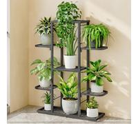 Zstar 5 Tier Flower Stand, Plant Stand, Metal, Indoor and Outdoor Multi-Tier Flower Shelf, Plant Stairs, Corner Shelf, Standing for Garden, Balcony, Decoration, Dark Grey