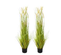 Zstar Pack of 2 Artificial Pampas Grass in Pot, 120 cm Large Realistic Foxtail Grass, Pampas Grass Plants, Large Artificial Grass, Green Plant for Room, Office Decoration