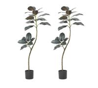 Zstar Pack of 2 Large Artificial Rubber Trees, 120 cm Realistic Rubber Tree in Pot, Lifelike Leaves, Artificial Plants, Rubber Tree Decoration for Home, Living Room, Office, Garden