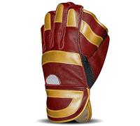 ZstarAX Leather Wicket Keeping Gloves Training Match Quality Wicket Keepers Gloves BOYS, YOUTH, MENS (Maroon-Golden, Youth)