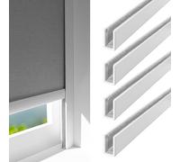 ZSTARR U Channel Aluminium Alloy Light Blocking Strips for Roller Blinds Light Gap Blockers Window Shades Side Rail Tracks Bedroom Sleep Nursery (White,58",4Pcs)